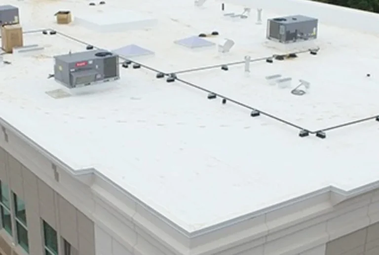 Finished white flat roofing project