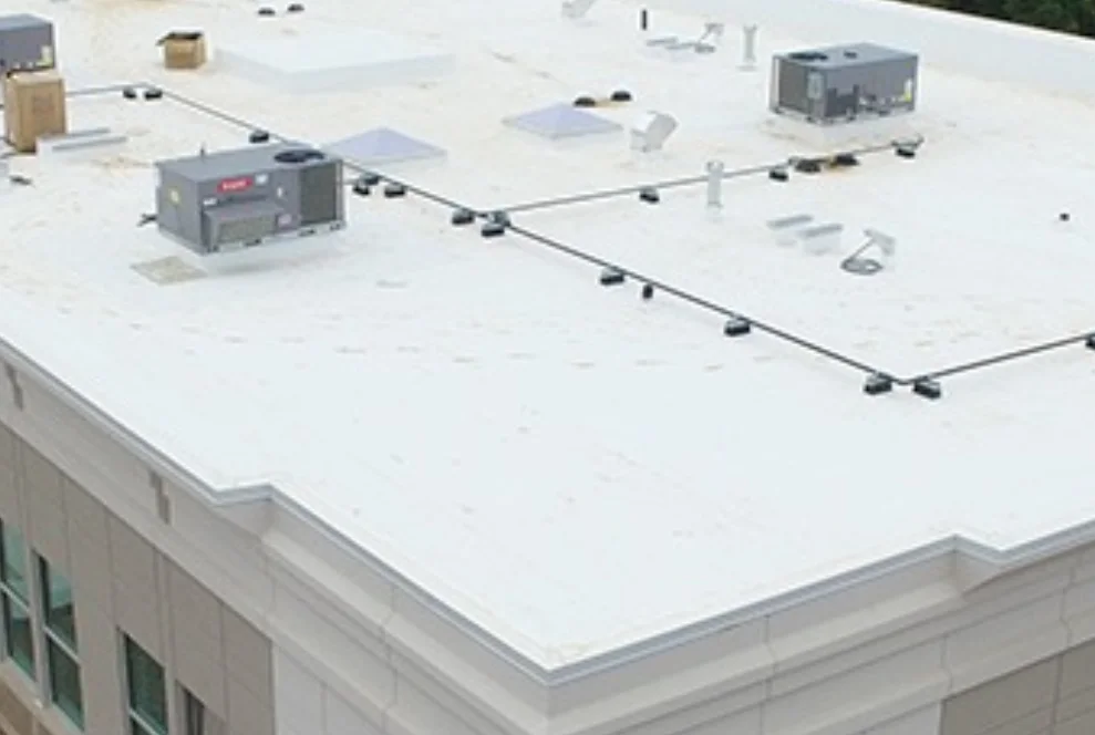 Finished white flat roofing project